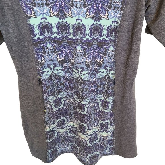 Title Nine Womens M Gray Damask Print Short Sleeves Jersey Sport Mini Dress - Picture 3 of 7